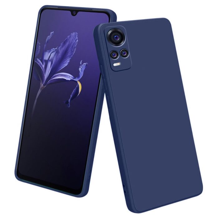 LIRAMARK Silicone Soft Back Cover Case for Vivo V20 / V21E / Y73 (Silicone Blue)