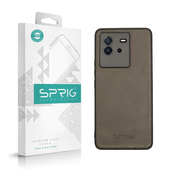 SPRIG Compatible with IQOO Neo 6 5G Phone Matte PU Leather TPU Premium Back Cover Drop Tested Shock Proof Mobile Case for Men, Women, Boys and Girls with Camera Protection (Light Grey)