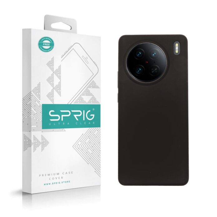 SPRIG Compatible with VIVO X90 Pro Phone Liquid Silicone Cover Premium Back Cover Drop Tested Shock Proof Mobile Case for Men, Women, Boys and Girls with Camera Protection (Black)