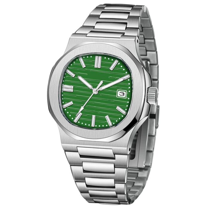Shocknshop Analogue Stylish Square Dial Date Display Stainless Steel Mens Watch -WCH85