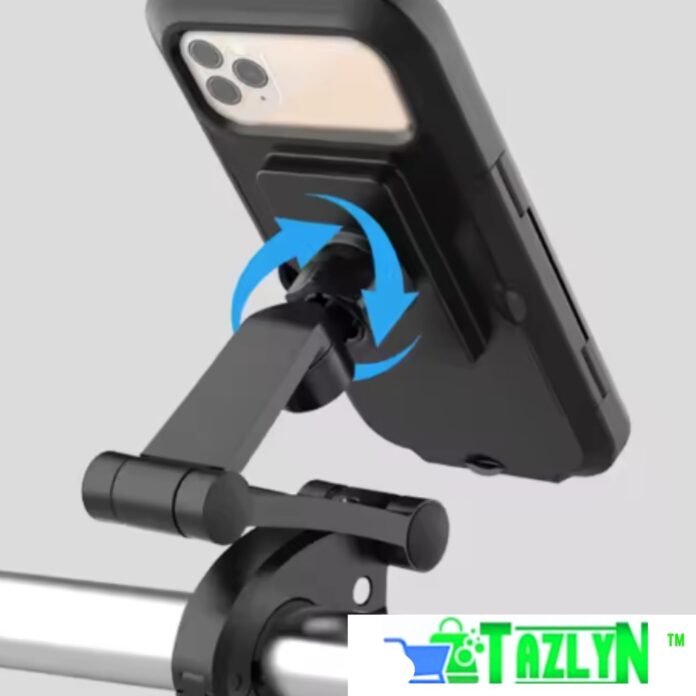 TAZLYN Bike Mobile Stand for Bike Bicycle Mobile Holder 360° Rotation Adjustable GPS Navigation Motorcycle Holder with Waterproof TPU Touch-Screen Charging Adjustable (Black Pack of 1)